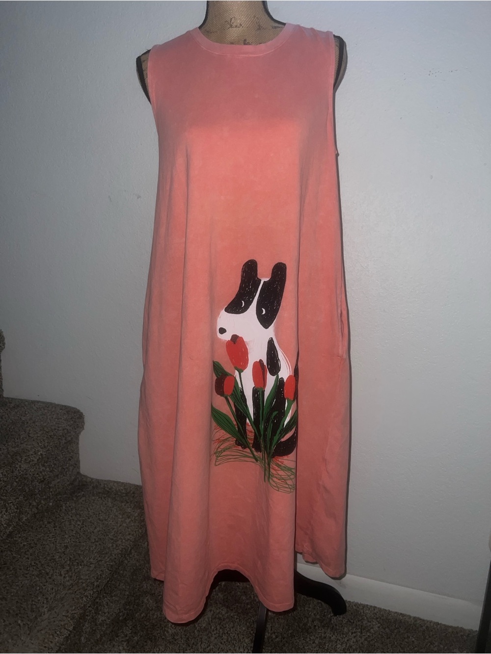 Knit Tulip and dog Dress Doodle Line By Inoah Small Oversized - Picture 7 of 7